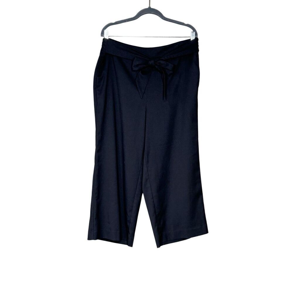 Loft outlet black wide leg belted crop pants size 12